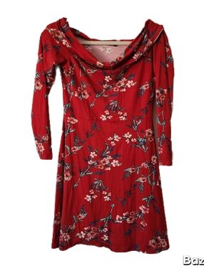 Colette Dress Womens S Small Red Floral Cowl Neck